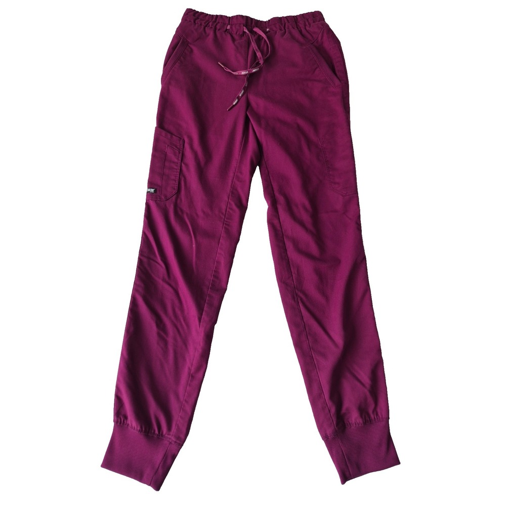 Grey's Anatomy Barco Scrub Jogger Pants XST Wine Purple Drawstring Cargo